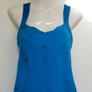 ZELLA Blue Fitted Racerback Tank w/Bra